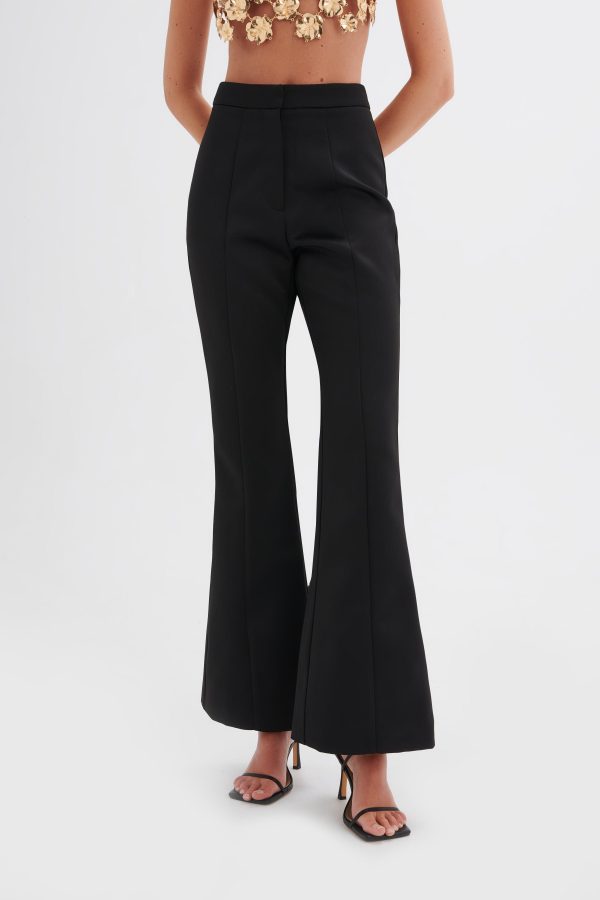 EMELIE Fit and Flare Satin Trouser in Black - Image 2