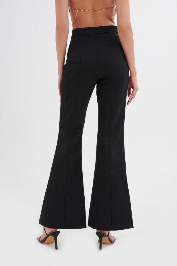 EMELIE Fit and Flare Satin Trouser in Black - Image 3
