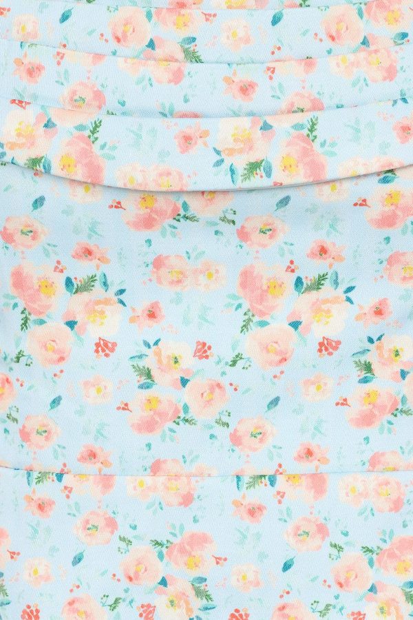 LEILANI Cowl Bandeau Midi Dress In Blue Floral - Image 7