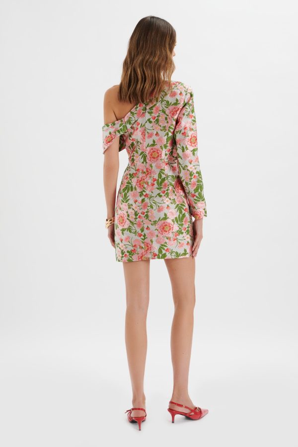 PRESLEY One Shoulder Blazer Mini Dress In Jacquard - Image 4