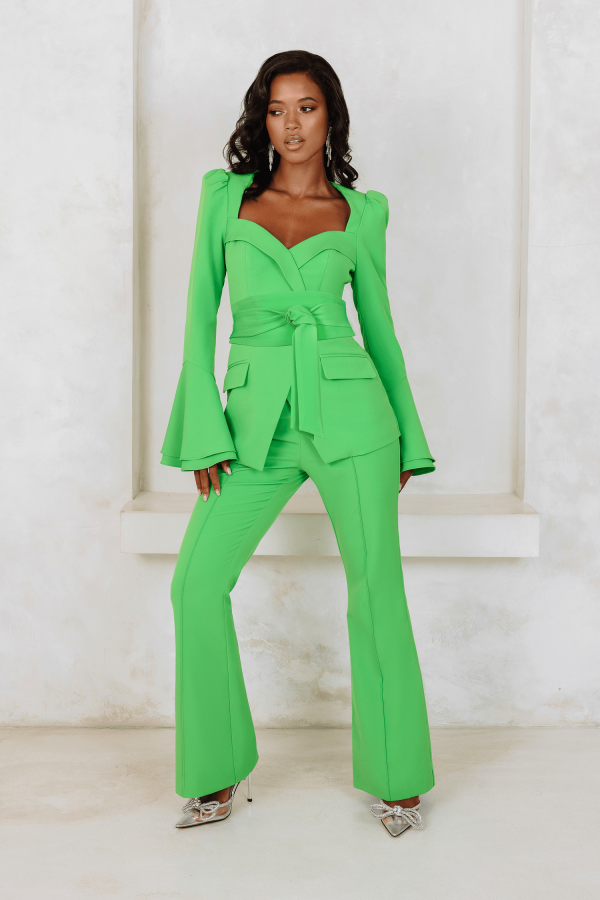 RAQUEL Fit And Flare Trouser In Apple Green - Image 3