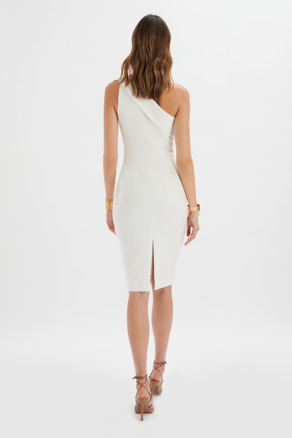 BILLIE One Shoulder Midi Dress In White - Image 4