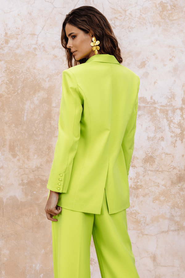 LIANA Tailored Masculine Blazer In Chartreuse - Image 5