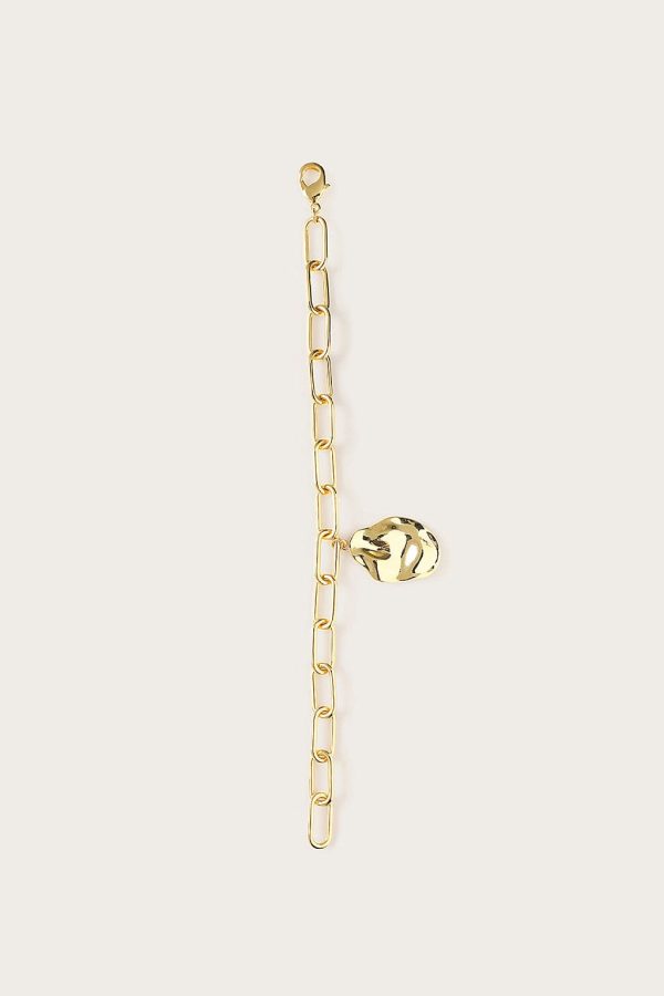 DANA Hammered Effect Oval Charm Link Gold Bracelet - Image 2