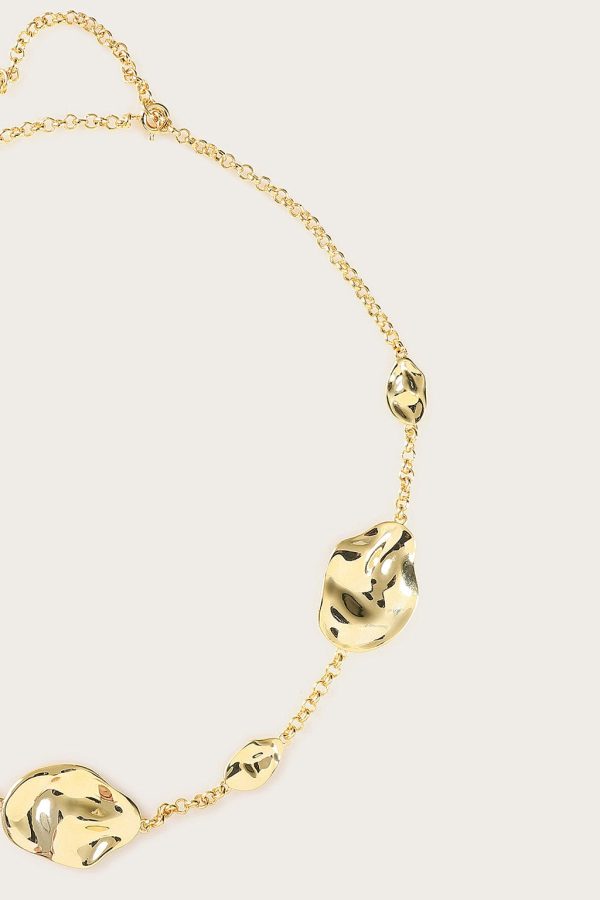KARIA Hammered Effect Oval Charm Gold Necklace - Image 2