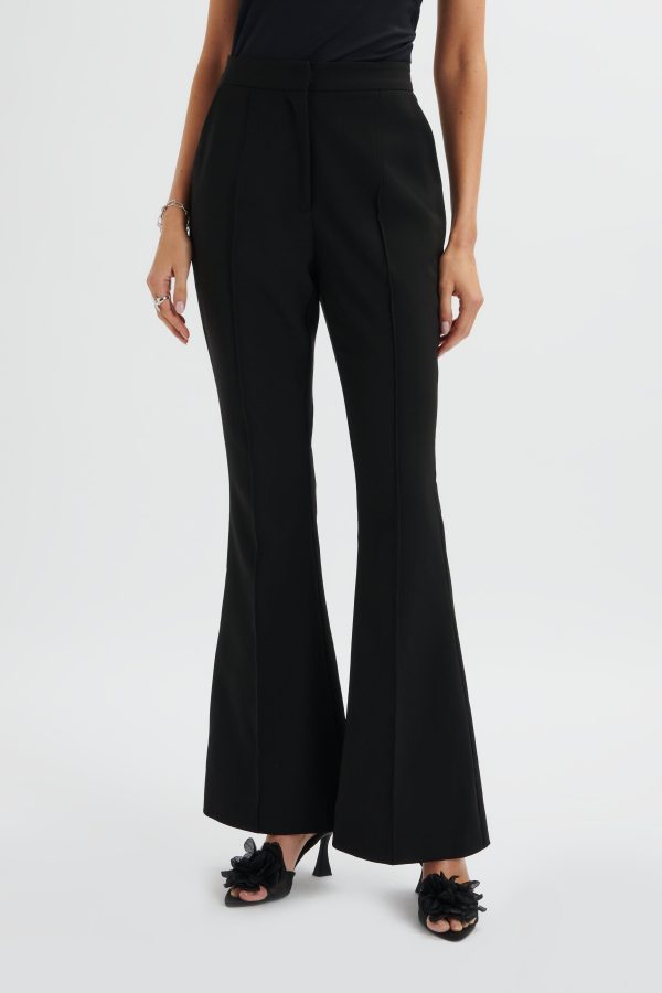 EMELIE Fit & Flare Tailored Trouser In Black - Image 2