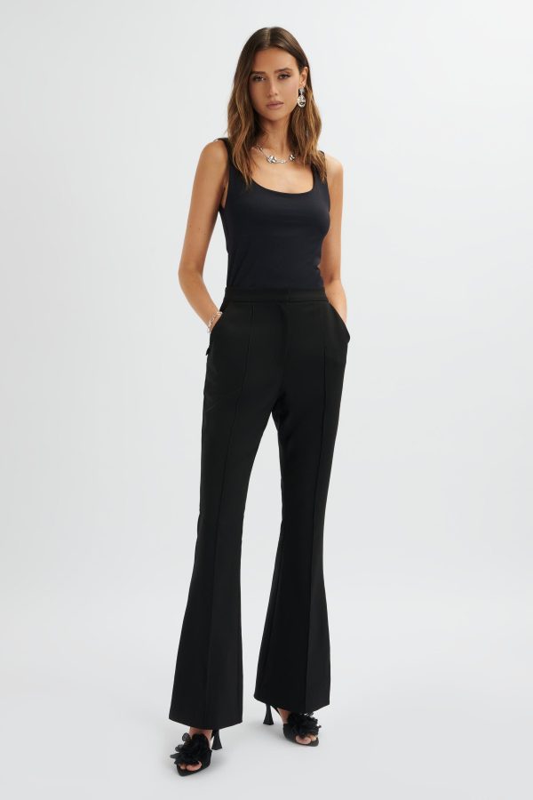 EMELIE Fit & Flare Tailored Trouser In Black - Image 3
