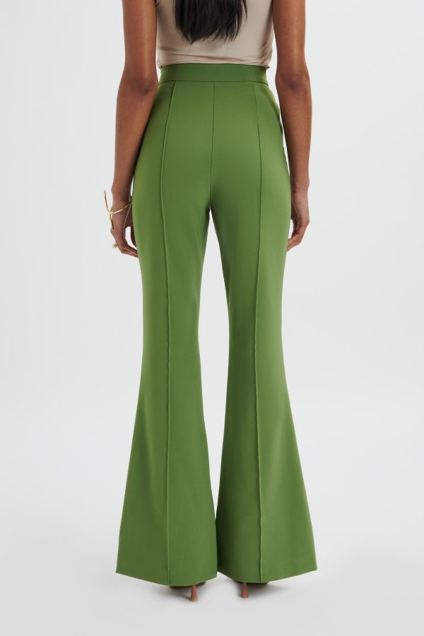EMELIE Fit & Flare Tailored Trouser In Green - Image 4