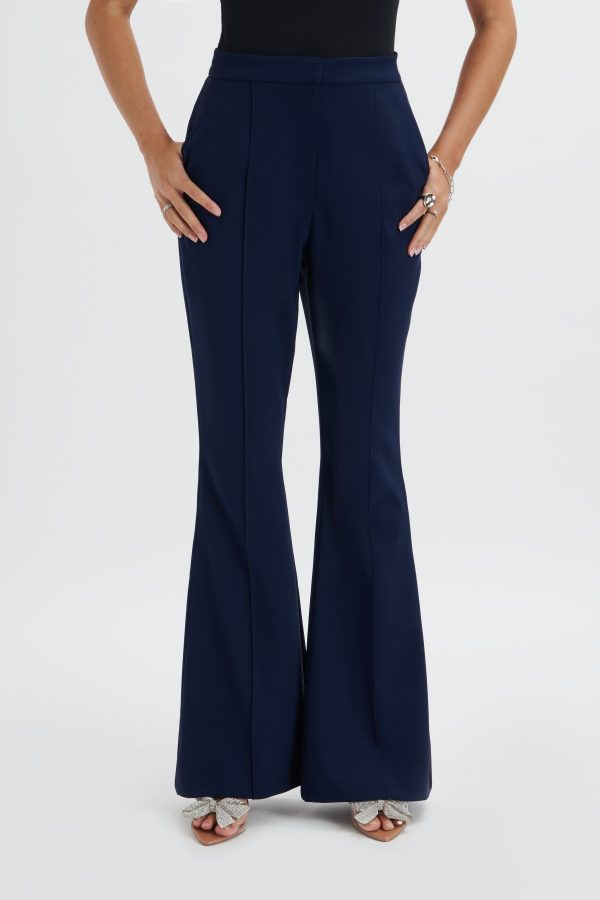 EMELIE Fit & Flare Trousers In Navy - Image 2