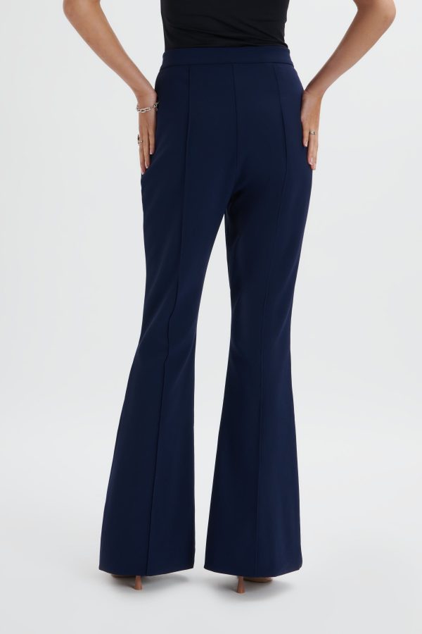 EMELIE Fit & Flare Trousers In Navy - Image 4