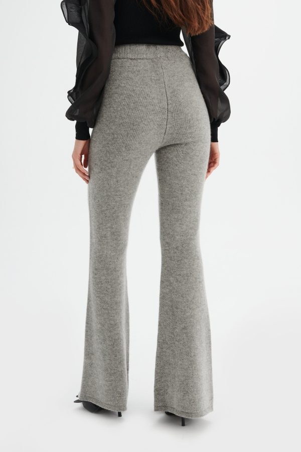 AYZEL Knitted Cashmere Blend Fit & Flare Trousers In Grey - Image 3
