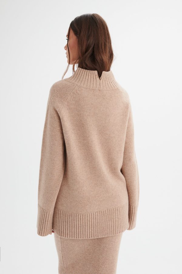 AMARI Knitted Cashmere Blend Jumper In Beige - Image 5