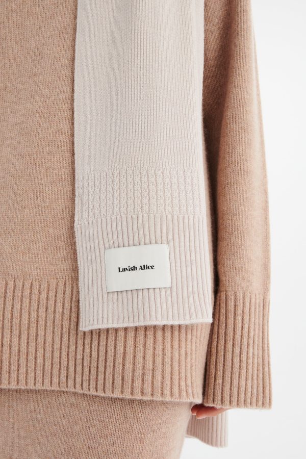 EZRA Knitted Cashmere Blend Beanie in Sand - Image 4
