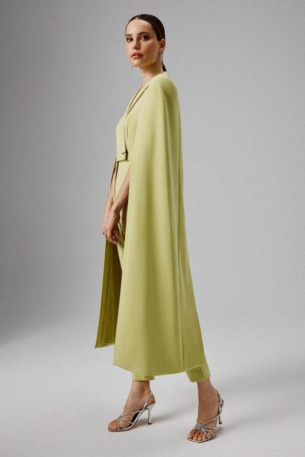 RAYNA Cape Style Tailored Jumpsuit in Lime Green - Image 3