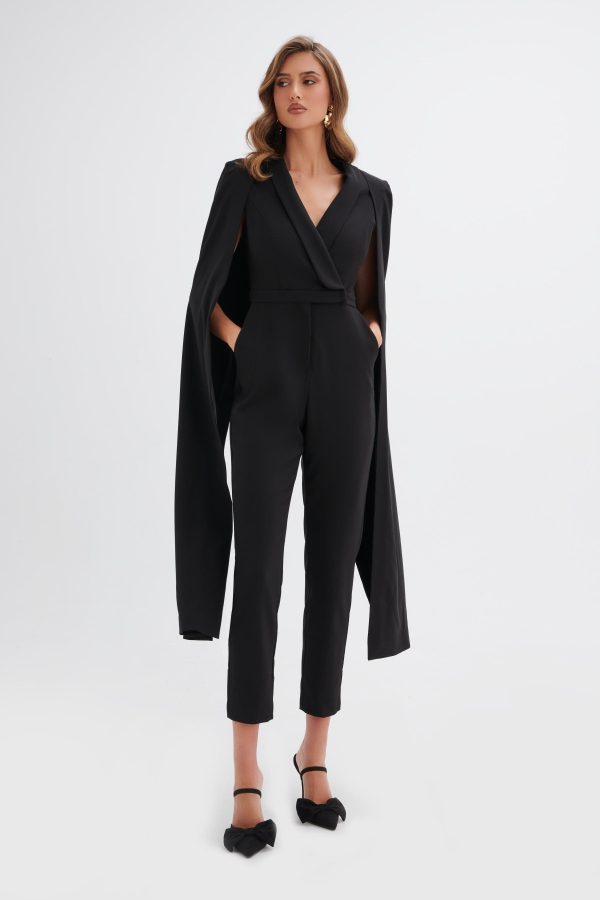 RAYNA Cape Style Tailored Jumpsuit in Black - Image 5