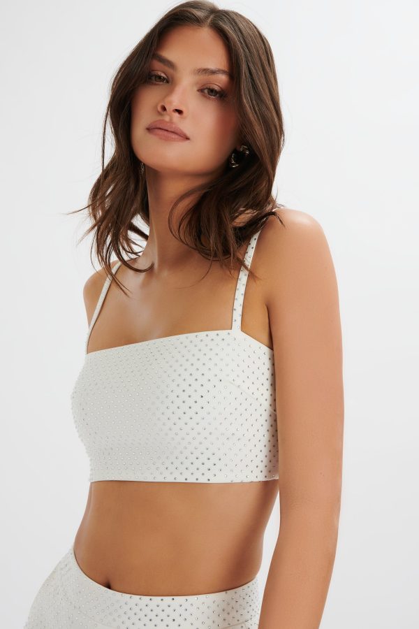 DINA Crystal Embellished Bandeau in White - Image 2