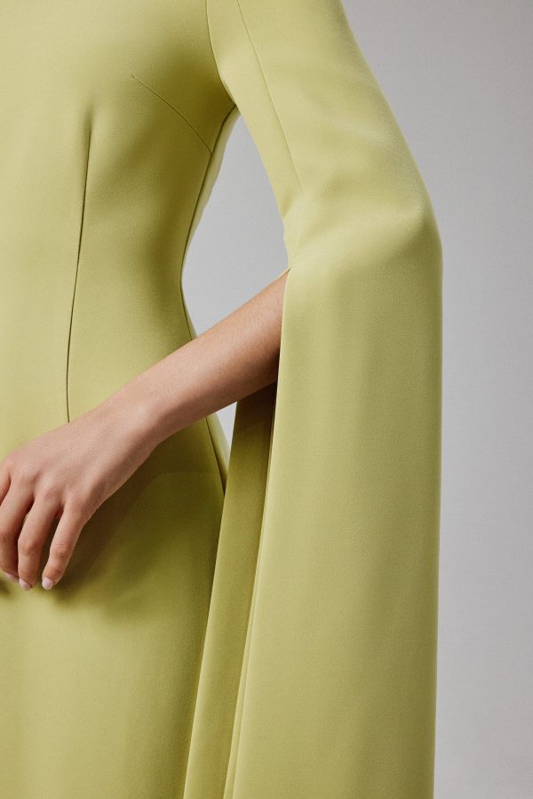 KELLY Cape Sleeve Maxi Dress in Lime Green - Image 2