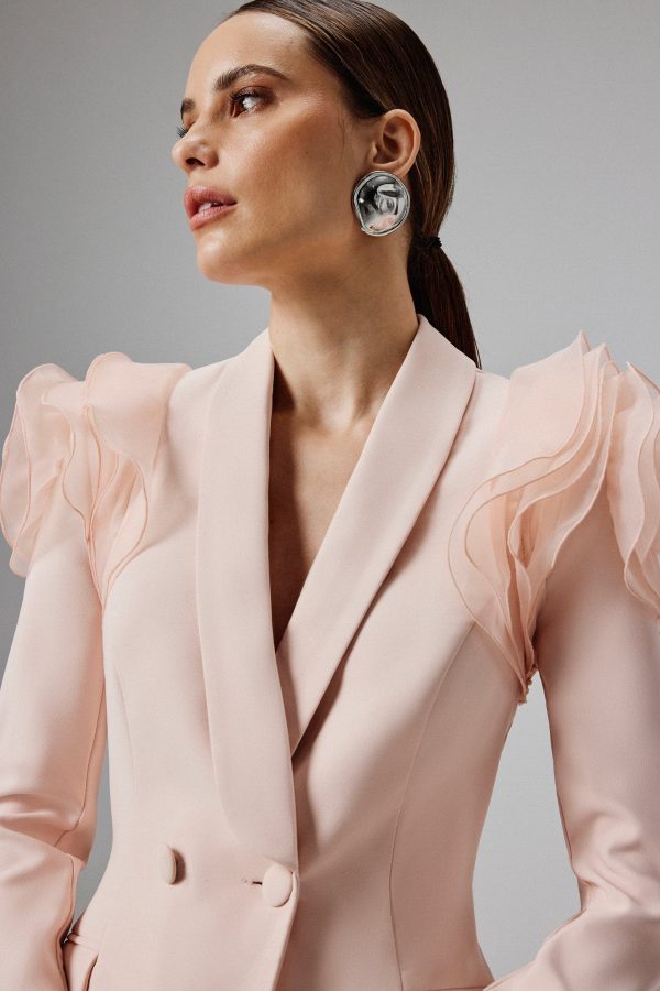 IVY Organza Rose Sleeve Blazer in Light Pink - Image 2