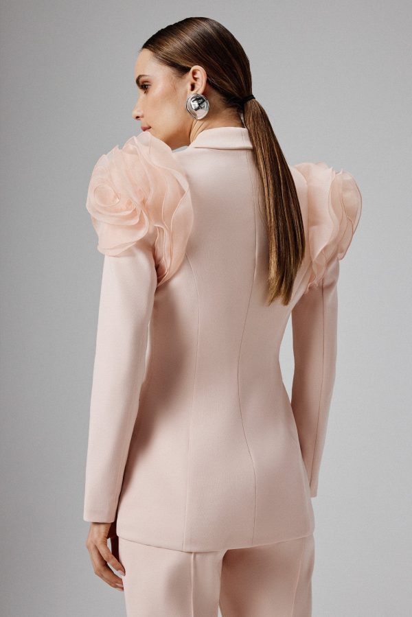 IVY Organza Rose Sleeve Blazer in Light Pink - Image 4