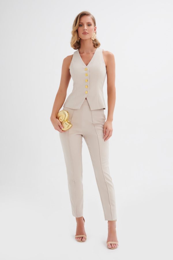 ARIA Rose Button Waistcoat in Champagne - Image 5