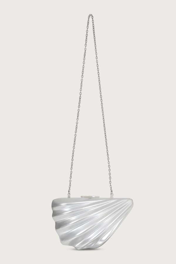 LOTTIE Acrylic Shell Clutch Bag in Silver - Image 2