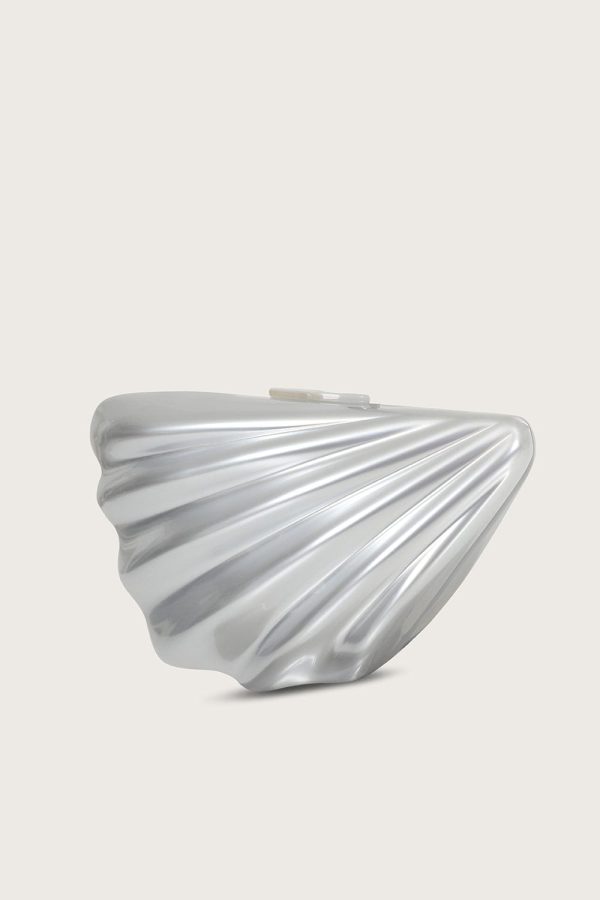 LOTTIE Acrylic Shell Clutch Bag in Silver - Image 3