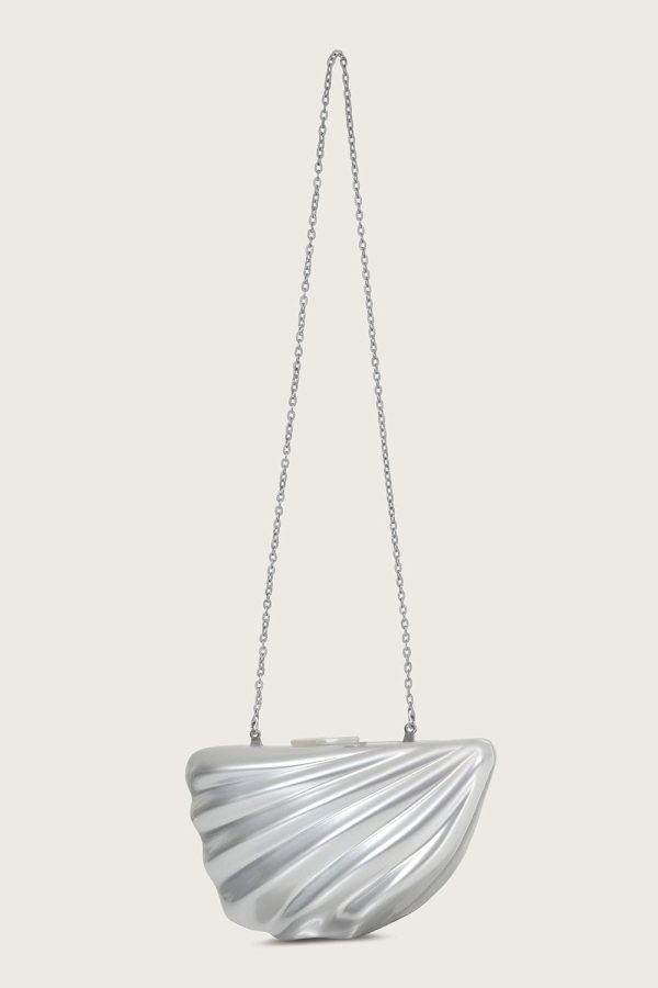 LOTTIE Acrylic Shell Clutch Bag in Silver - Image 4