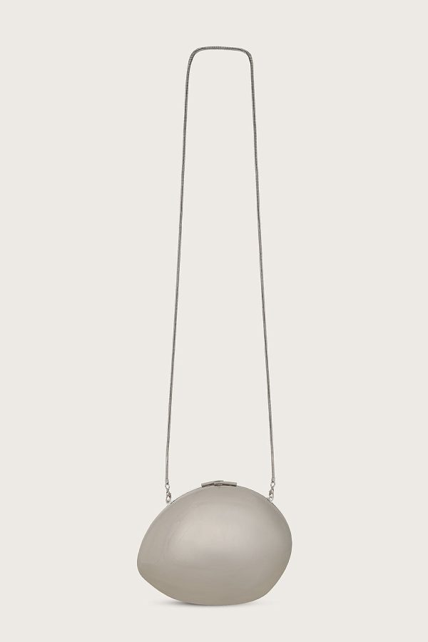 AMAYA Acrylic Pebble Clutch Bag in Silver - Image 2