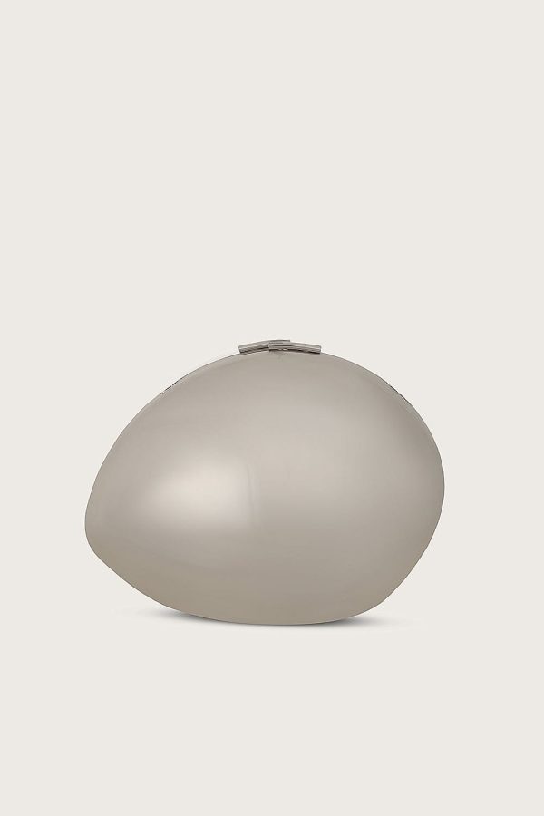 AMAYA Acrylic Pebble Clutch Bag in Silver - Image 3