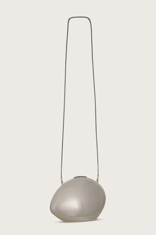 AMAYA Acrylic Pebble Clutch Bag in Silver - Image 4
