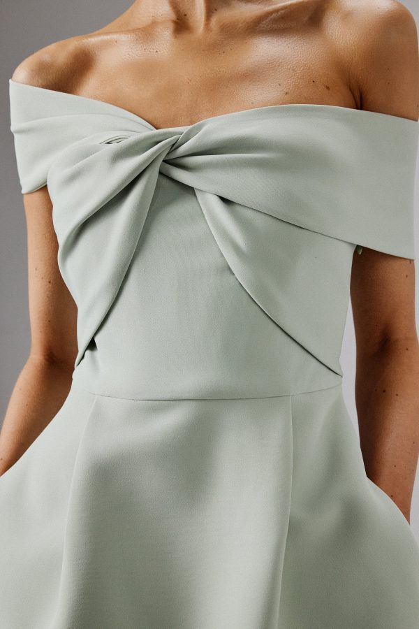 MILA Twisted One Shoulder Mini Dress in Sage Green - Image 3
