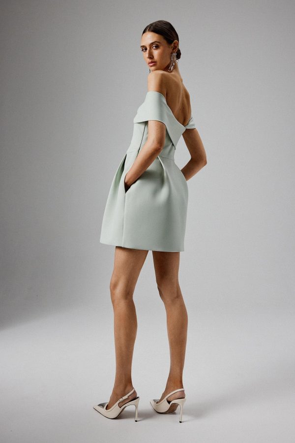 MILA Twisted One Shoulder Mini Dress in Sage Green - Image 4
