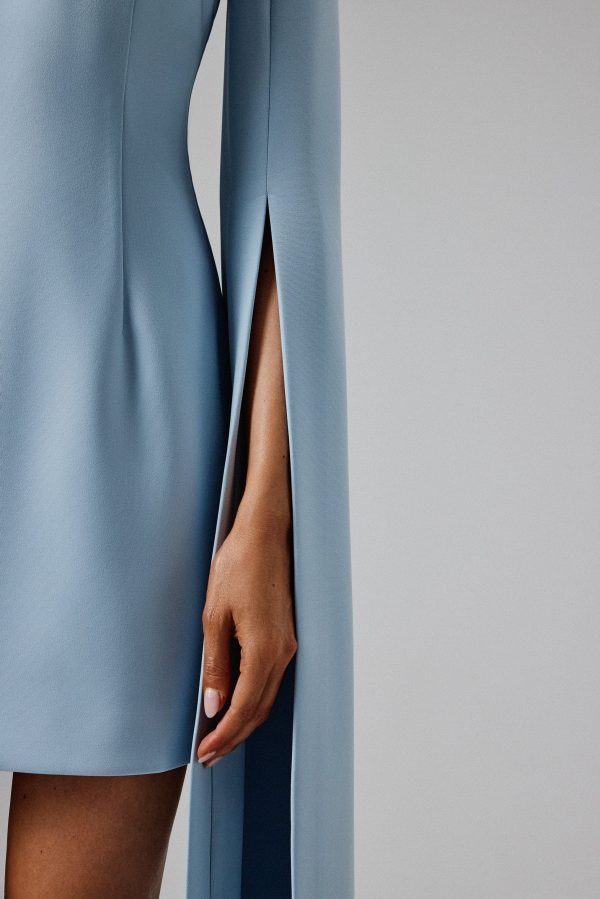 TILLY Cape Sleeve Mini Dress in Light Blue - Image 2