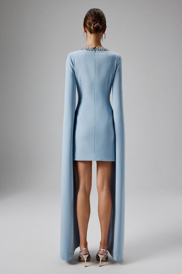 TILLY Cape Sleeve Mini Dress in Light Blue - Image 5