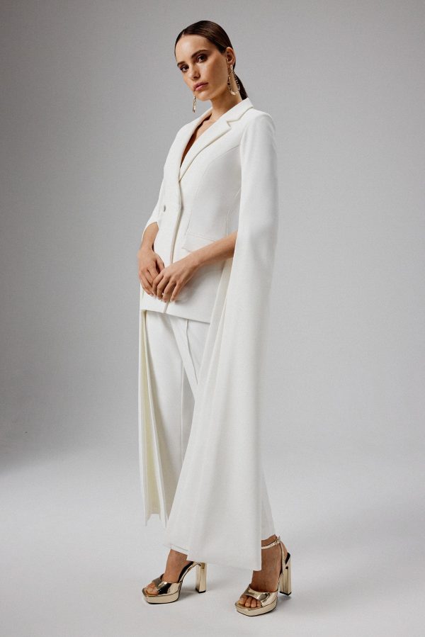 ZARA Cape Sleeve Blazer in White
