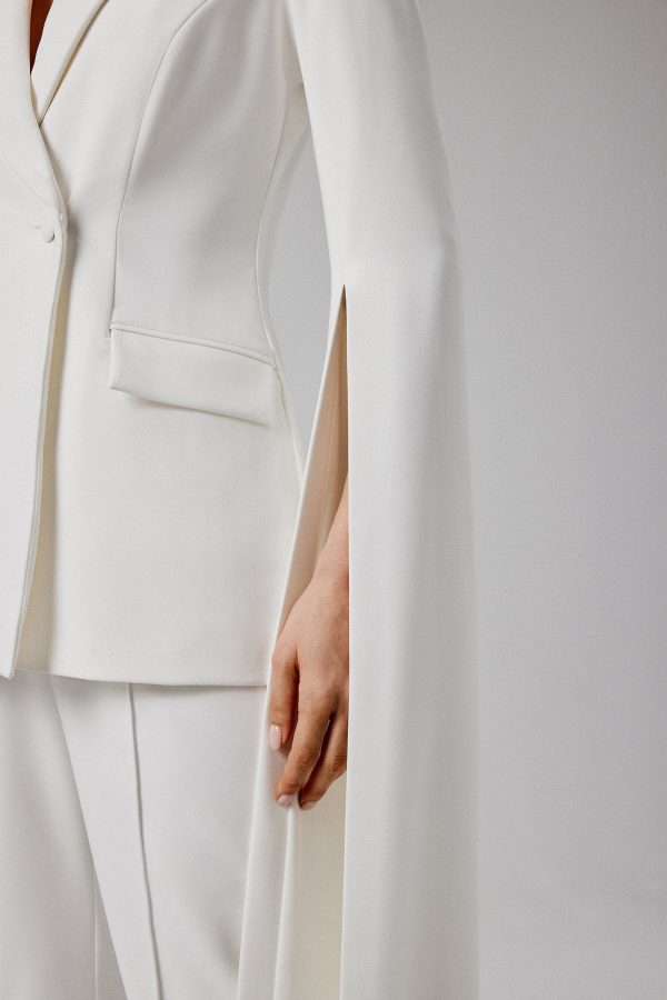 ZARA Cape Sleeve Blazer in White - Image 2