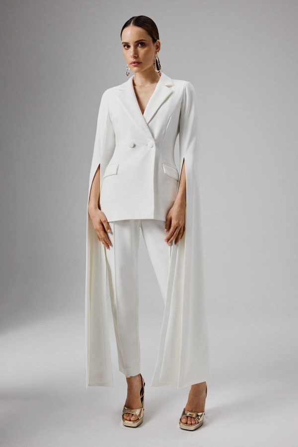 ZARA Cape Sleeve Blazer in White - Image 3
