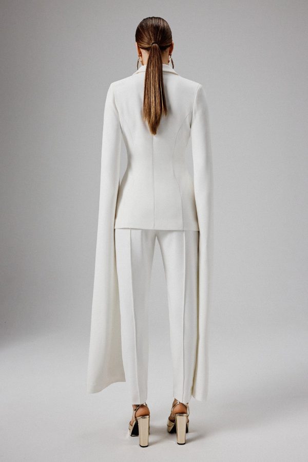 ZARA Cape Sleeve Blazer in White - Image 4
